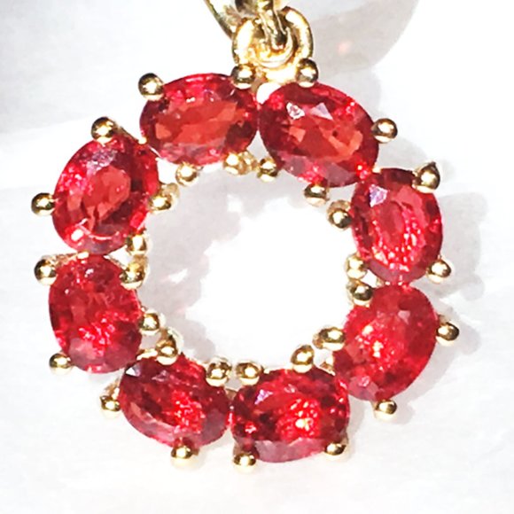 Genuine Ruby Circle Pendant 9K Yellow Gold ~2cts Real Gemstones - Picture 10 of 16